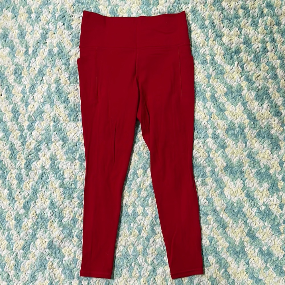 Athleta RED SALUTATION STASH HIGH RISE 7/8 LEGGINGS